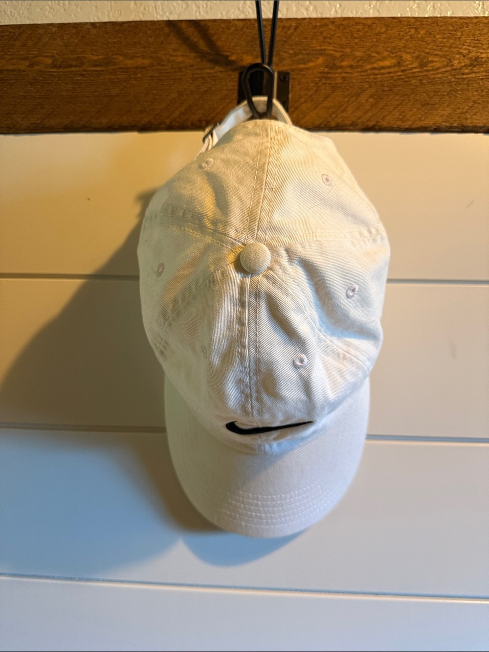 White Baseball Cap with Black Swoosh